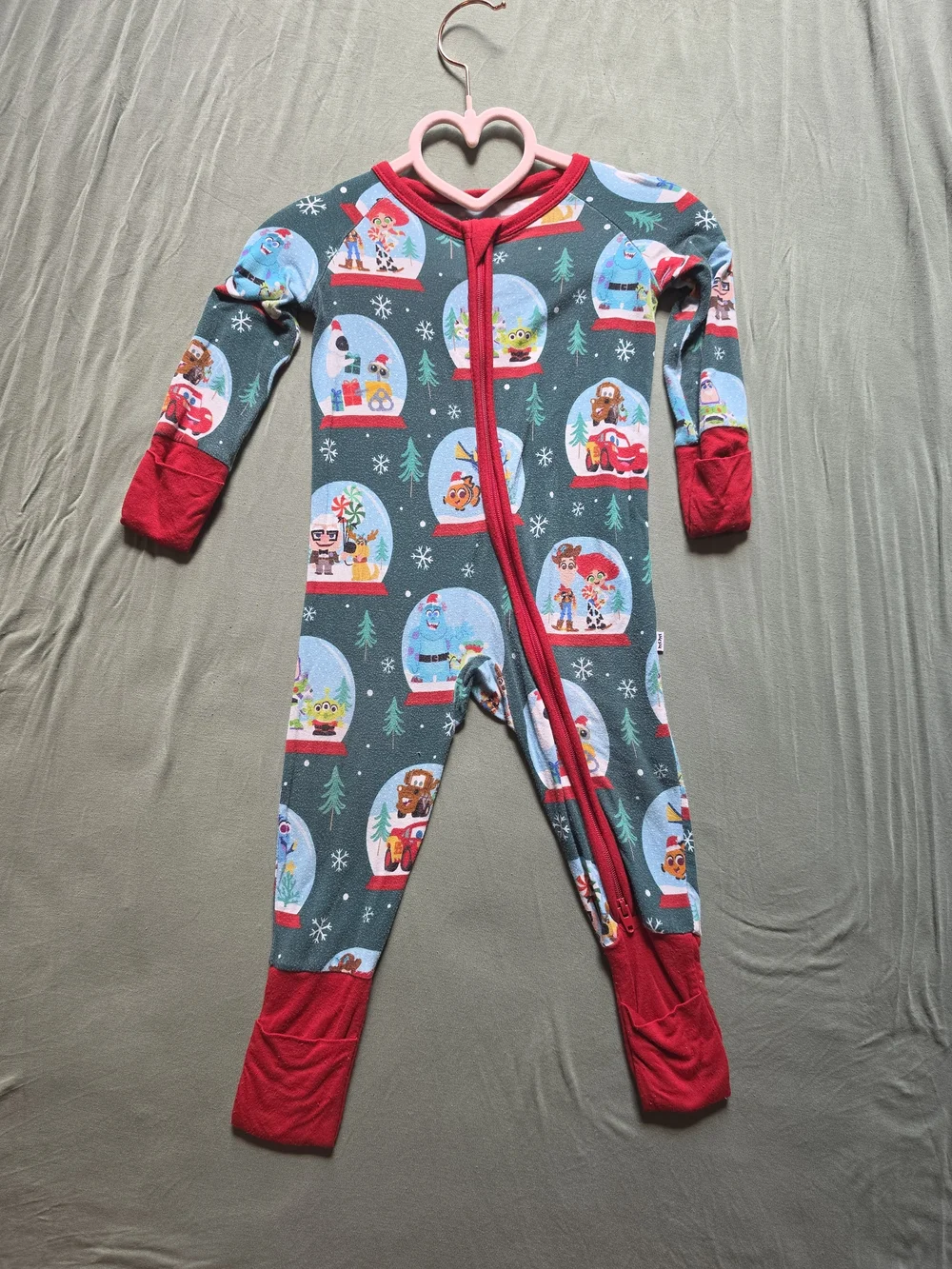 Little Sleepies Teal and Red Snow Globe One-Piece Footie